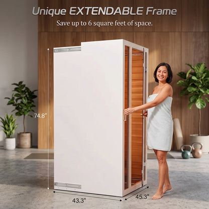 Extendable FAR Infrared Sauna for 1-2, White Hemlock