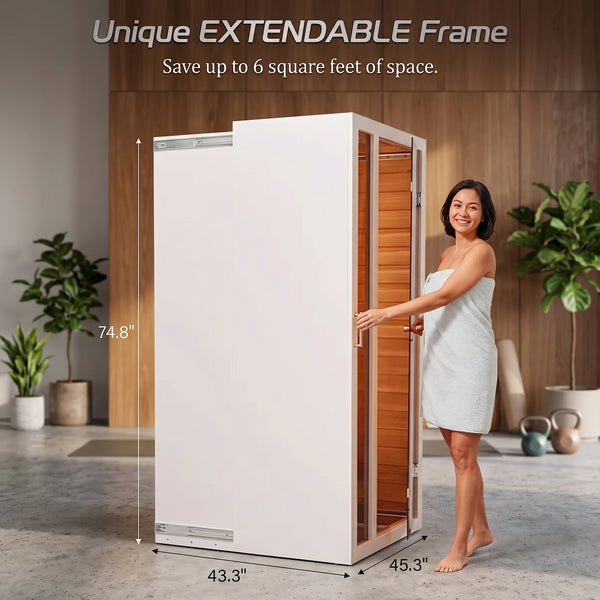 Extendable FAR Infrared Sauna for 1-2, White Hemlock