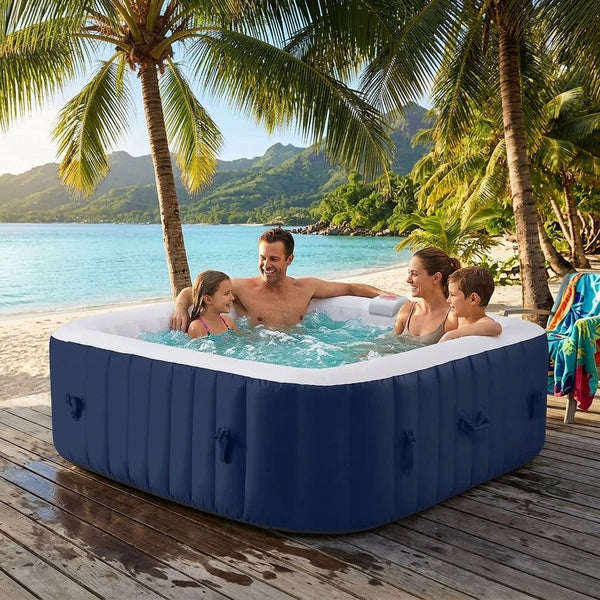 Inflatable Hot Tub for 4-6 People with 130 Air Jets, Navy