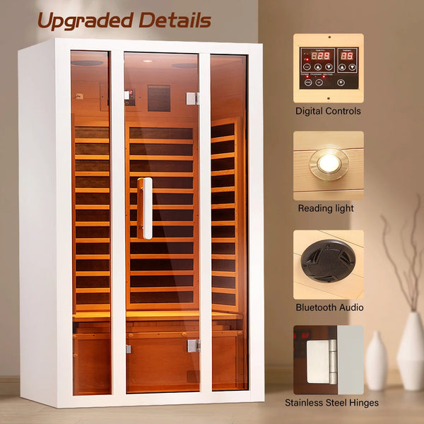 Extendable FAR Infrared Sauna for 1-2, White Hemlock